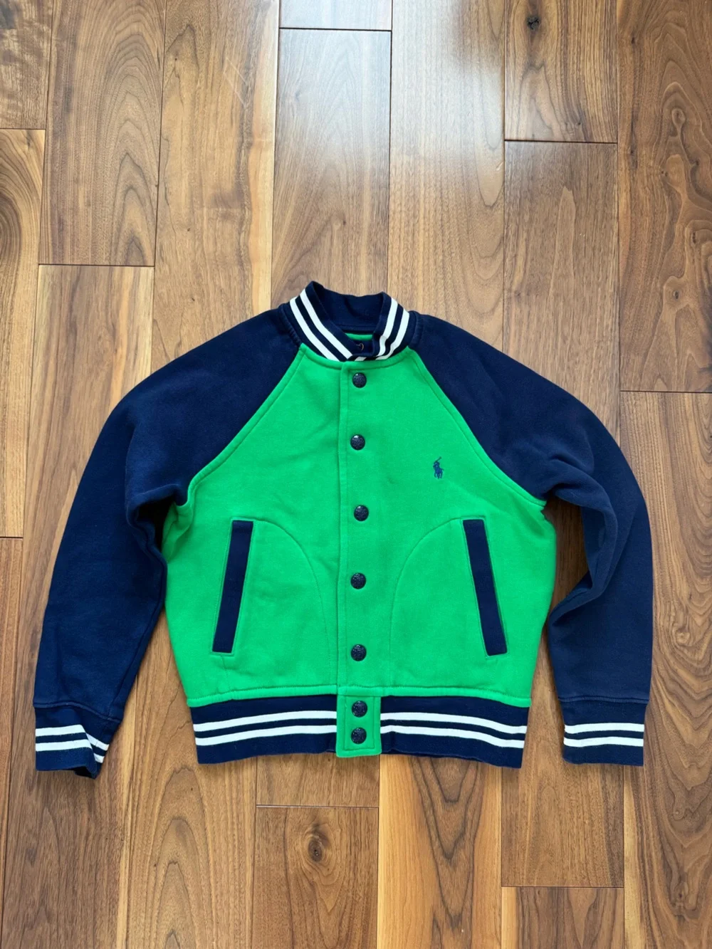 Polo Ralph Lauren Boys Color Blocked Fleece Baseball Jacket Green / Navy 8